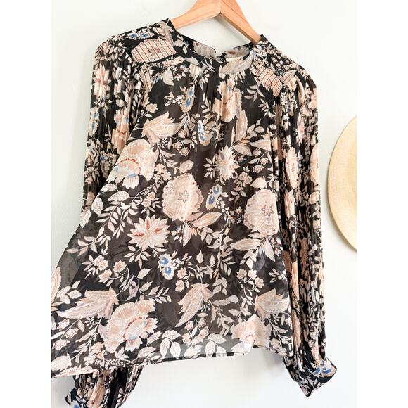 Floral Black and Cream Women's Top - Picture 5 of 12